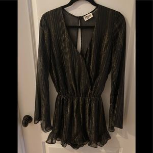 Show Me Your Mumu NEW black evening romper long sleeve size small